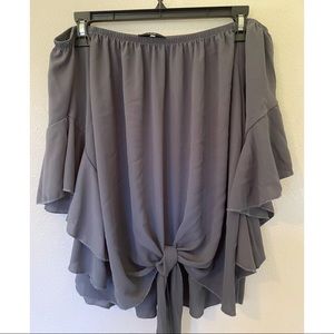 Vici Gray Off-Shoulder Top